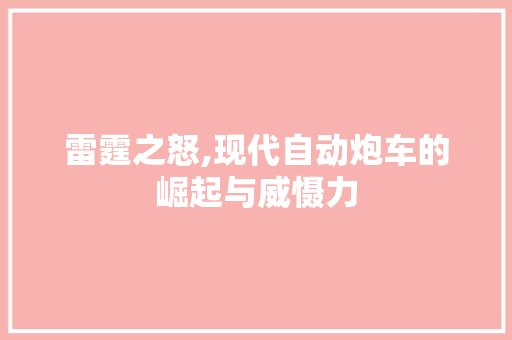 雷霆之怒,现代自动炮车的崛起与威慑力