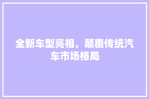 全新车型亮相，颠覆传统汽车市场格局