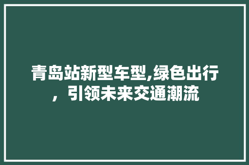 青岛站新型车型,绿色出行，引领未来交通潮流