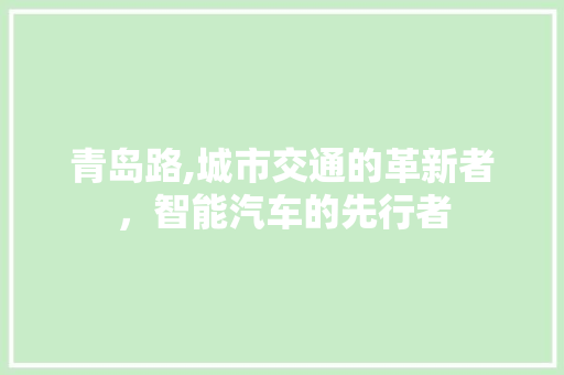 青岛路,城市交通的革新者，智能汽车的先行者