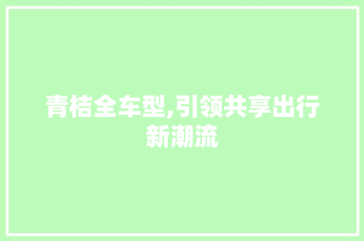 青桔全车型,引领共享出行新潮流