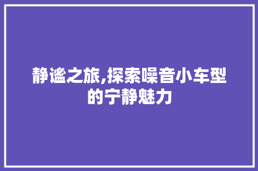 静谧之旅,探索噪音小车型的宁静魅力