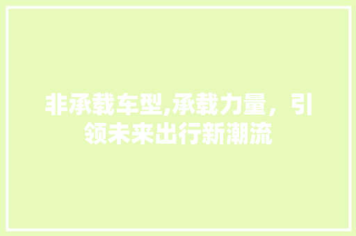非承载车型,承载力量，引领未来出行新潮流