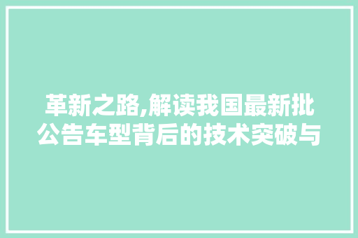 革新之路,解读我国最新批公告车型背后的技术突破与创新