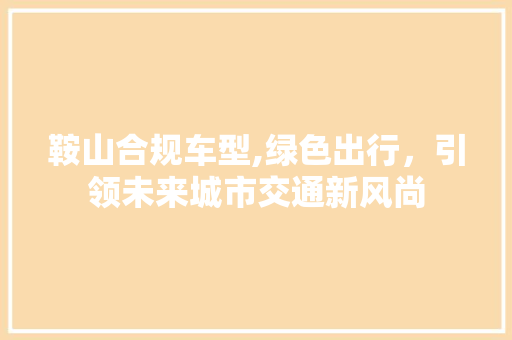 鞍山合规车型,绿色出行，引领未来城市交通新风尚