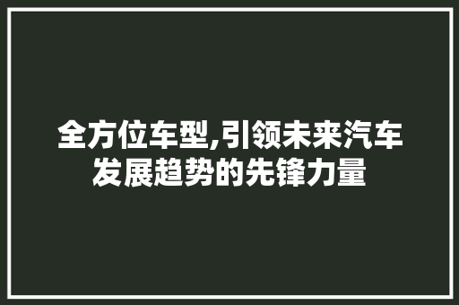 全方位车型,引领未来汽车发展趋势的先锋力量