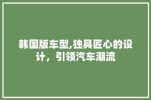 韩国版车型,独具匠心的设计，引领汽车潮流