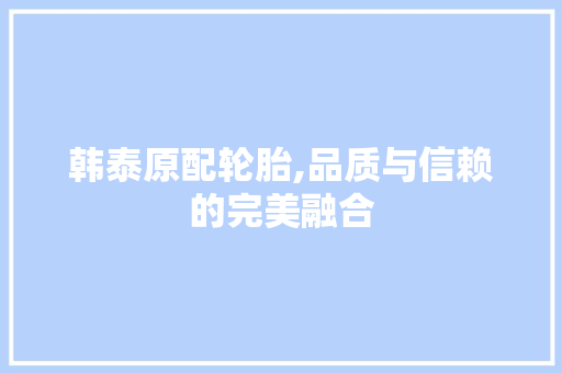 韩泰原配轮胎,品质与信赖的完美融合