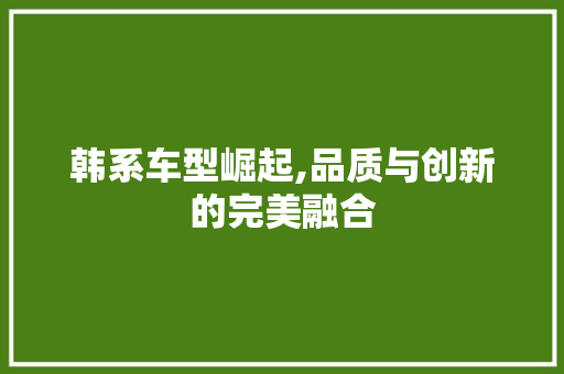 韩系车型崛起,品质与创新的完美融合