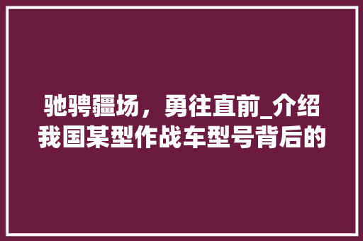 驰骋疆场，勇往直前_介绍我国某型作战车型号背后的辉煌历程