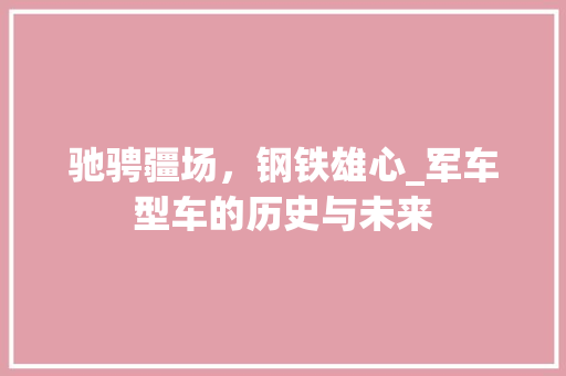 驰骋疆场，钢铁雄心_军车型车的历史与未来