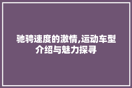 驰骋速度的激情,运动车型介绍与魅力探寻