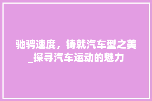 驰骋速度，铸就汽车型之美_探寻汽车运动的魅力