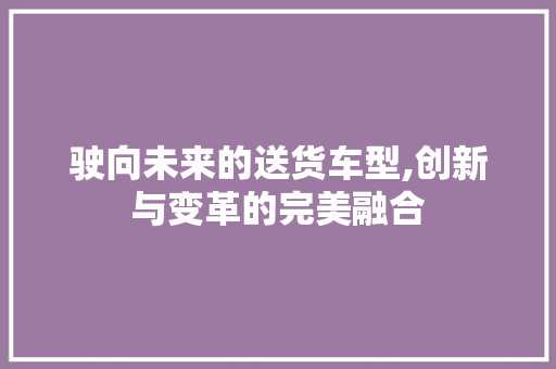 驶向未来的送货车型,创新与变革的完美融合