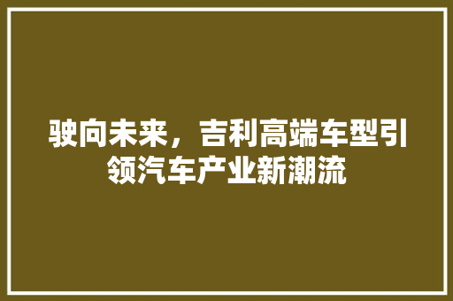 驶向未来，吉利高端车型引领汽车产业新潮流