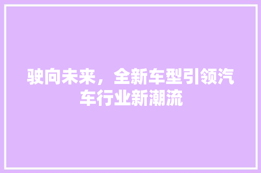 驶向未来，全新车型引领汽车行业新潮流