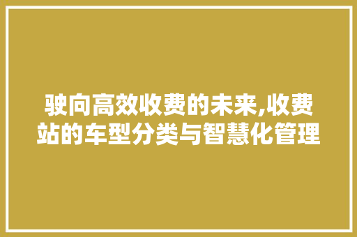 驶向高效收费的未来,收费站的车型分类与智慧化管理