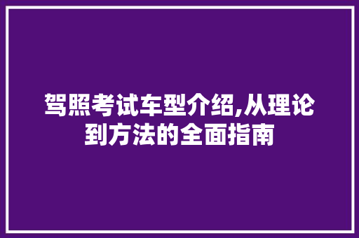 驾照考试车型介绍,从理论到方法的全面指南