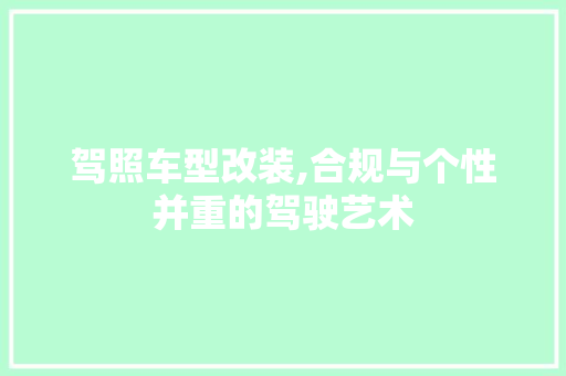 驾照车型改装,合规与个性并重的驾驶艺术