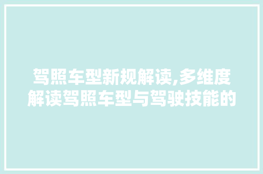 驾照车型新规解读,多维度解读驾照车型与驾驶技能的匹配之路
