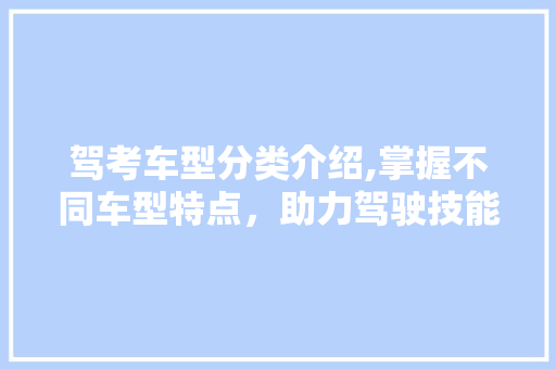 驾考车型分类介绍,掌握不同车型特点，助力驾驶技能提升