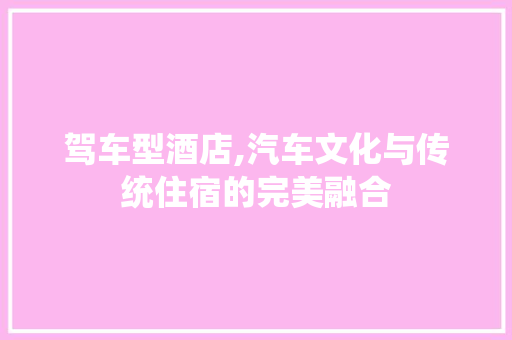 驾车型酒店,汽车文化与传统住宿的完美融合