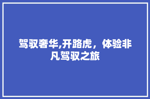 驾驭奢华,开路虎，体验非凡驾驭之旅