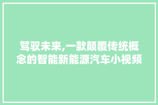 驾驭未来,一款颠覆传统概念的智能新能源汽车小视频介绍