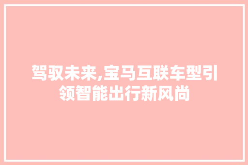 驾驭未来,宝马互联车型引领智能出行新风尚