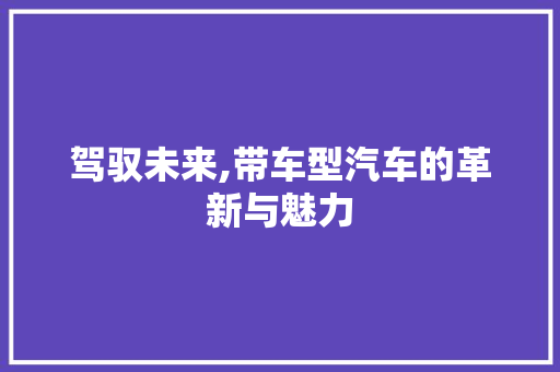 驾驭未来,带车型汽车的革新与魅力
