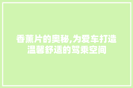 香薰片的奥秘,为爱车打造温馨舒适的驾乘空间