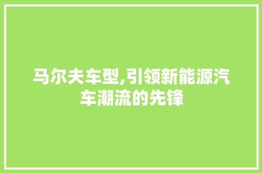 马尔夫车型,引领新能源汽车潮流的先锋