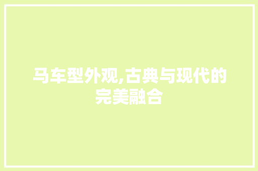 马车型外观,古典与现代的完美融合