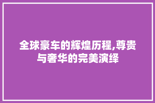 全球豪车的辉煌历程,尊贵与奢华的完美演绎