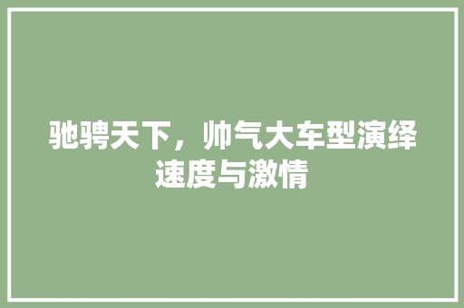 驰骋天下，帅气大车型演绎速度与激情
