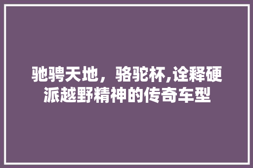 驰骋天地，骆驼杯,诠释硬派越野精神的传奇车型