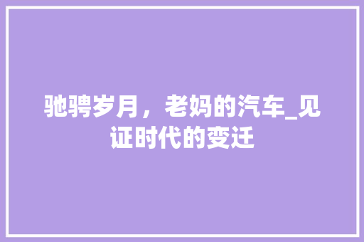 驰骋岁月，老妈的汽车_见证时代的变迁