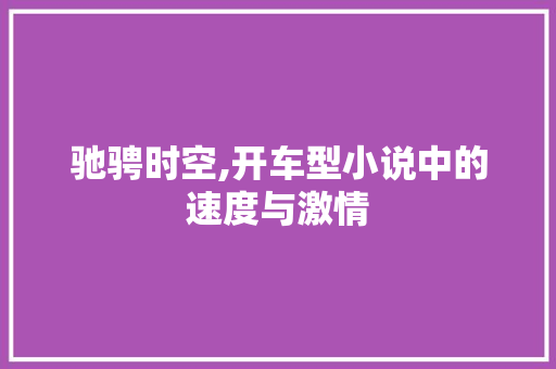 驰骋时空,开车型小说中的速度与激情
