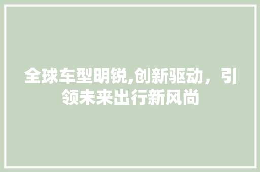 全球车型明锐,创新驱动，引领未来出行新风尚