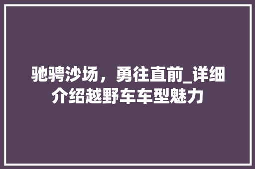 驰骋沙场，勇往直前_详细介绍越野车车型魅力