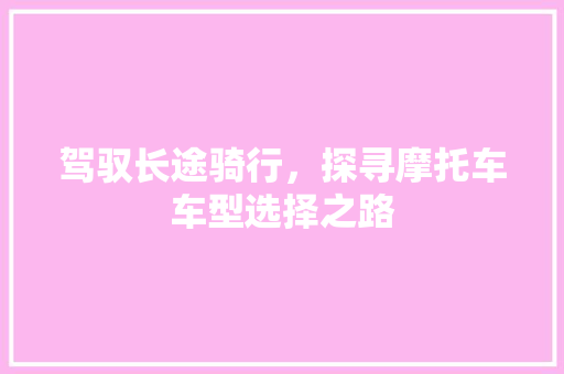 驾驭长途骑行，探寻摩托车车型选择之路