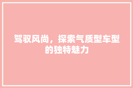 驾驭风尚，探索气质型车型的独特魅力 车身配件