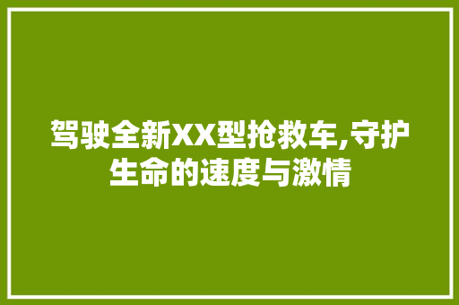 驾驶全新XX型抢救车,守护生命的速度与激情