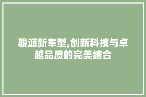 骏派新车型,创新科技与卓越品质的完美结合