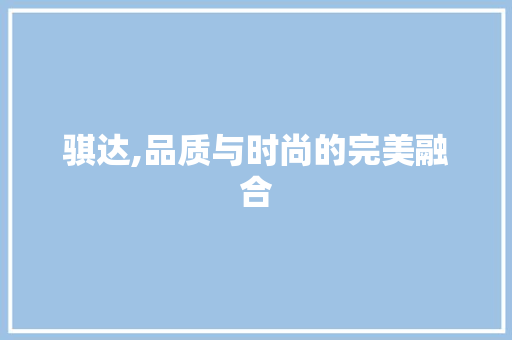 骐达,品质与时尚的完美融合