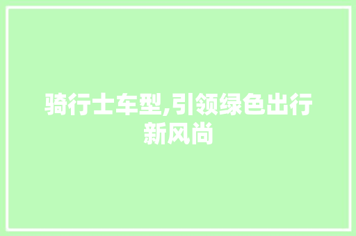 骑行士车型,引领绿色出行新风尚