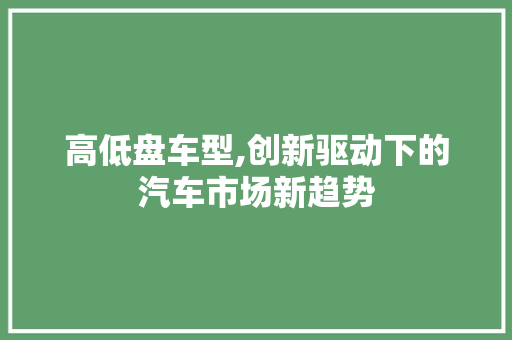 高低盘车型,创新驱动下的汽车市场新趋势