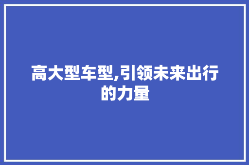 高大型车型,引领未来出行的力量