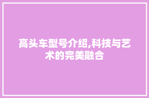 高头车型号介绍,科技与艺术的完美融合