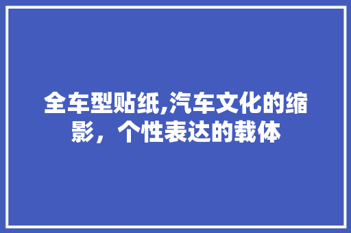 全车型贴纸,汽车文化的缩影，个性表达的载体